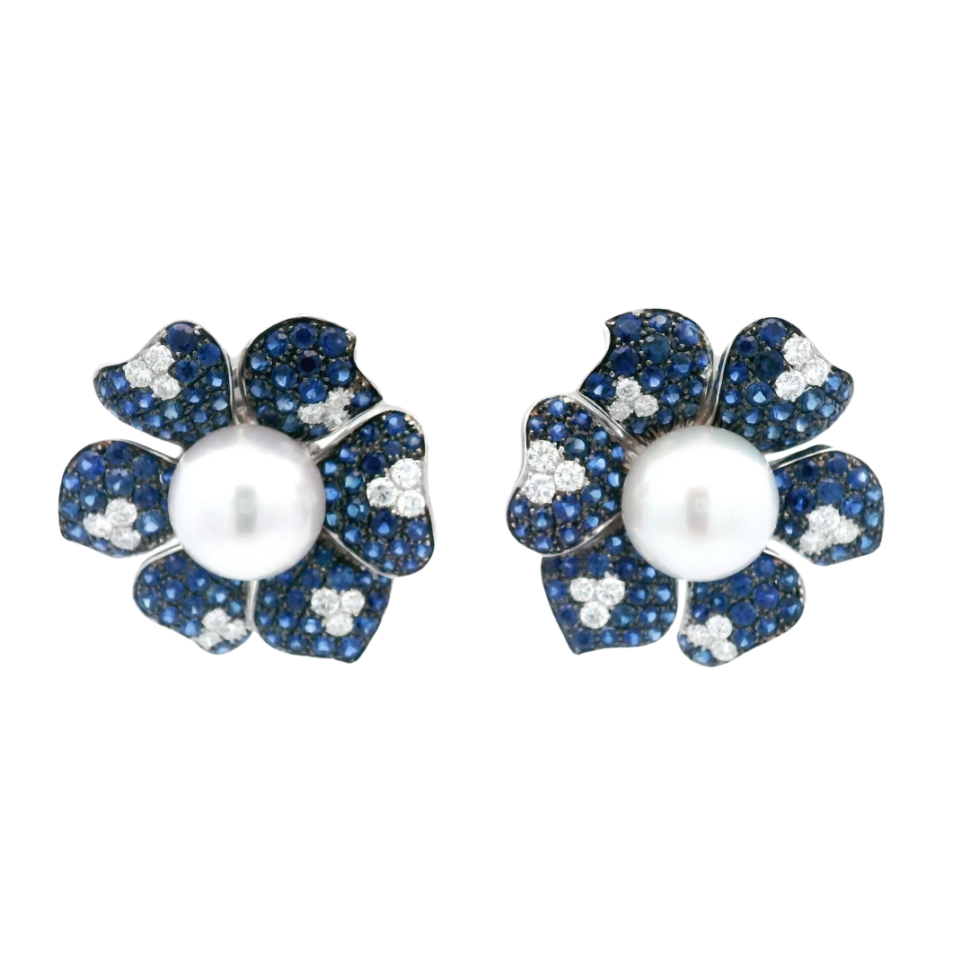 PICCHIOTTI White Diamond and Blue Sapphire Pearl Earrings - Jackson Hole Jewelry Company