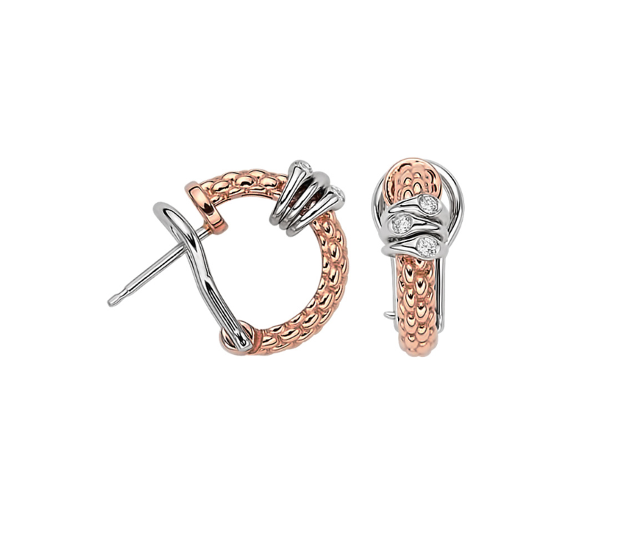 FOPE PRIMA 18K Gold Earrings with White Diamonds - 0.08 carats - Jackson Hole Jewelry Company