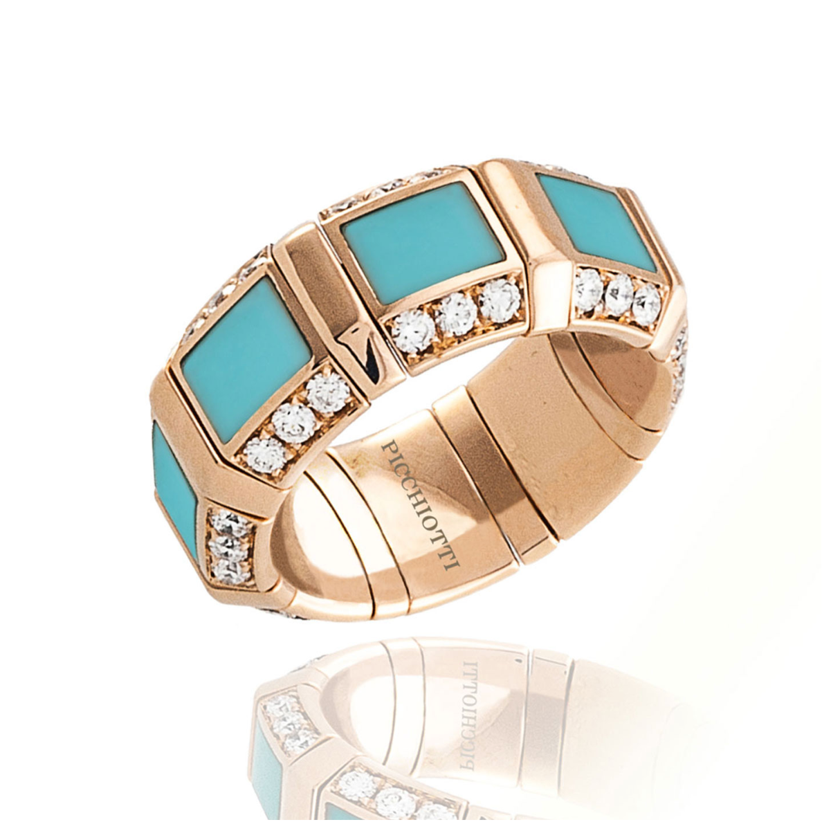 Picchiotti Xpandable™ Turquoise and Diamond Ring Yellow Gold 750 - Jackson Hole Jewelry Company