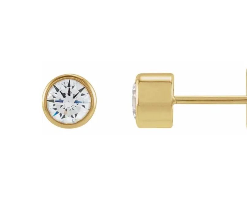 Custom 14K Yellow 3mm Round Micro Bezel-Set Hat Pin Mountings - Jackson Hole Jewelry Company