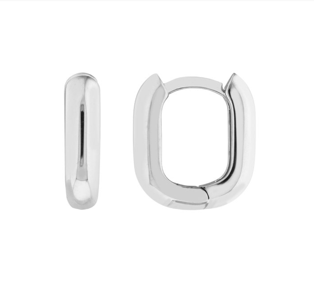 14K GOLD OBLONG POLISHED HOOP EARRINGS 10.60X12.40MM - Jackson Hole Jewelry Company