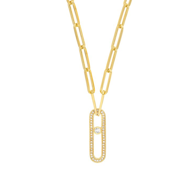 14K YELLOW GOLD PAPER CLIP CHAIN WITH .25CTTW DIAMONDS - Jackson Hole Jewelry Company