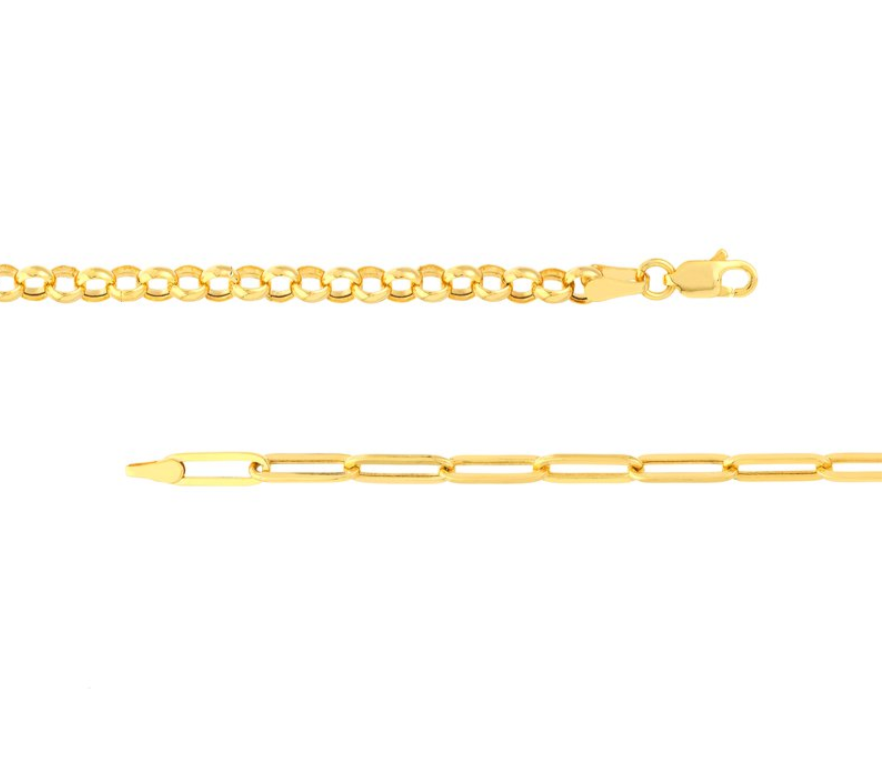 3.80MM PAPER CLIP AND ROLO CHAIN IN 14K YELLOW GOLD - Jackson Hole Jewelry Company