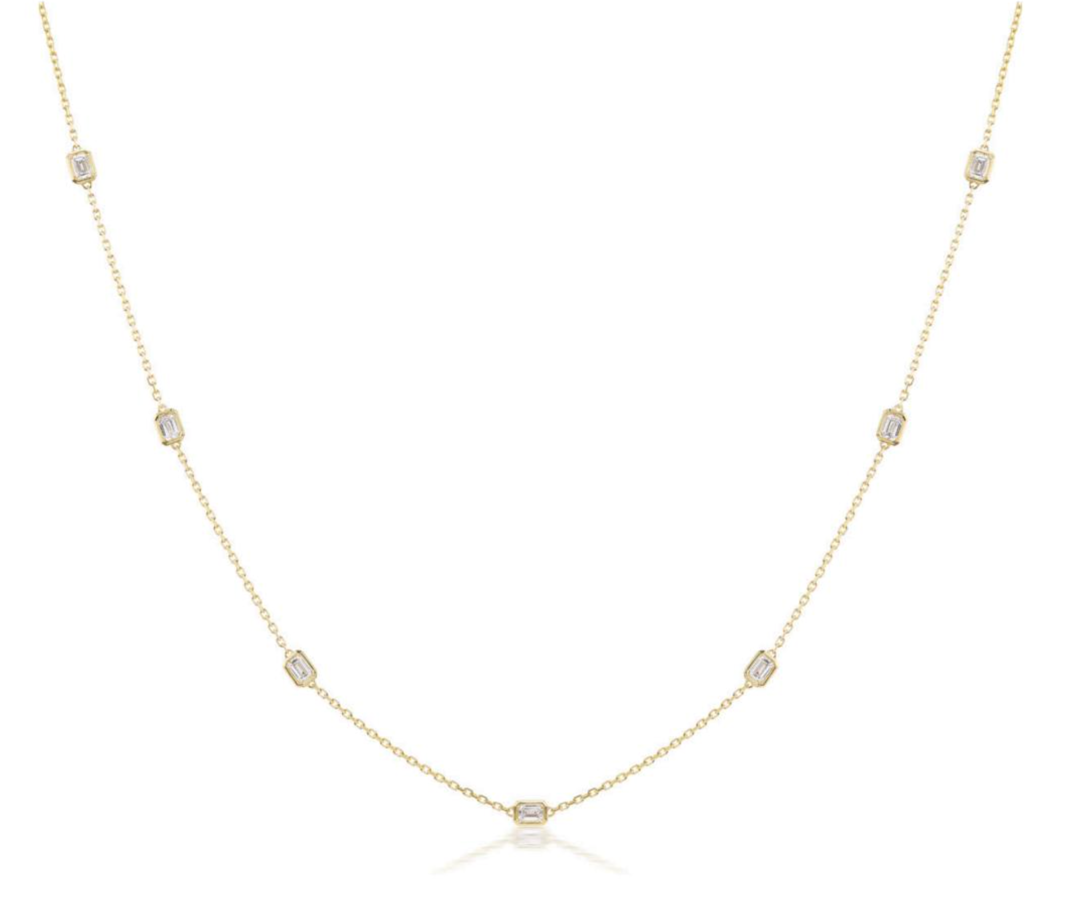 Emerald Cut Diamond By The Yard Necklace in 18K Gold – 18" - Jackson Hole Jewelry Company