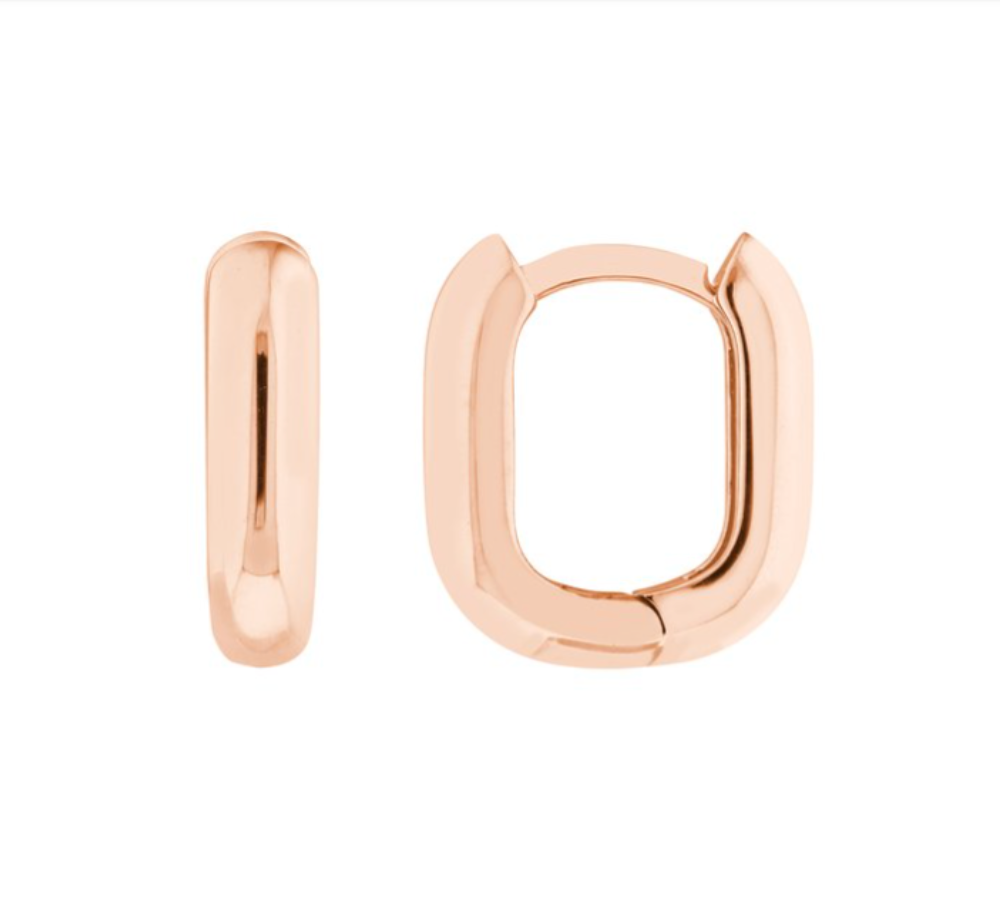 14K GOLD OBLONG POLISHED HOOP EARRINGS 10.60X12.40MM - Jackson Hole Jewelry Company