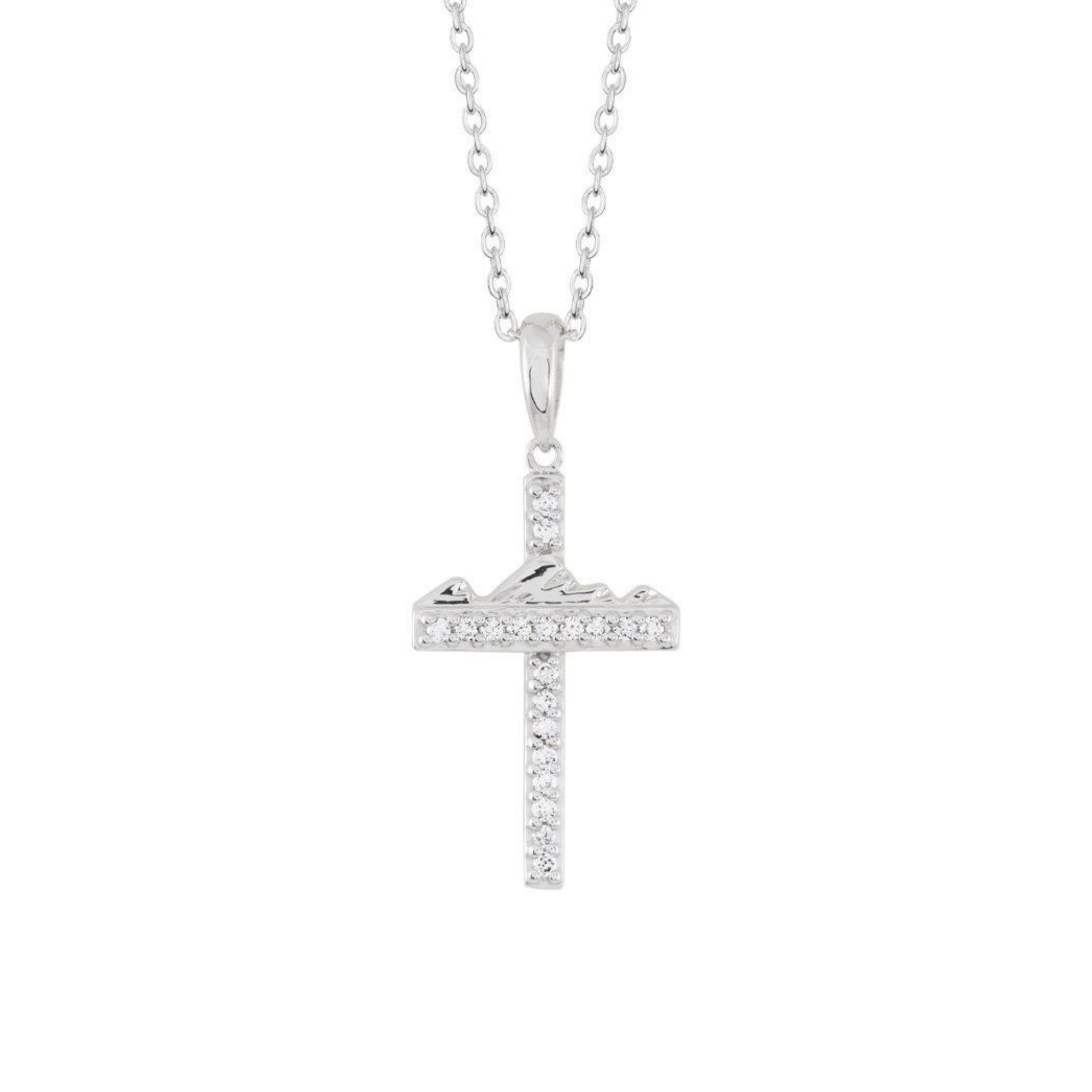 Teton Cross Necklace in 18K Gold with Diamond Pavé - Jackson Hole Jewelry Company