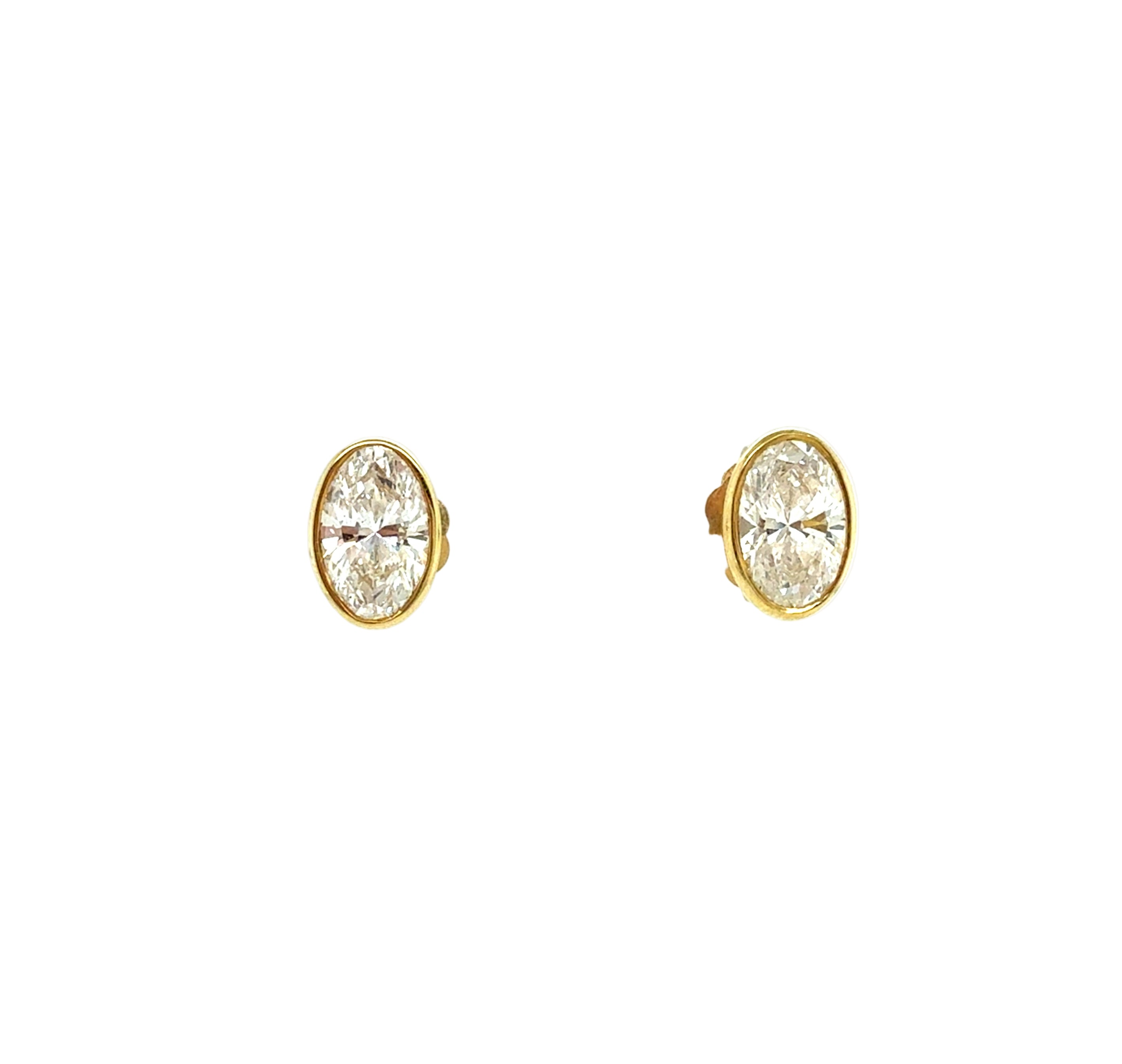 Oval Cut Diamond Stud Earrings with 18K Yellow Gold - Jackson Hole Jewelry Company