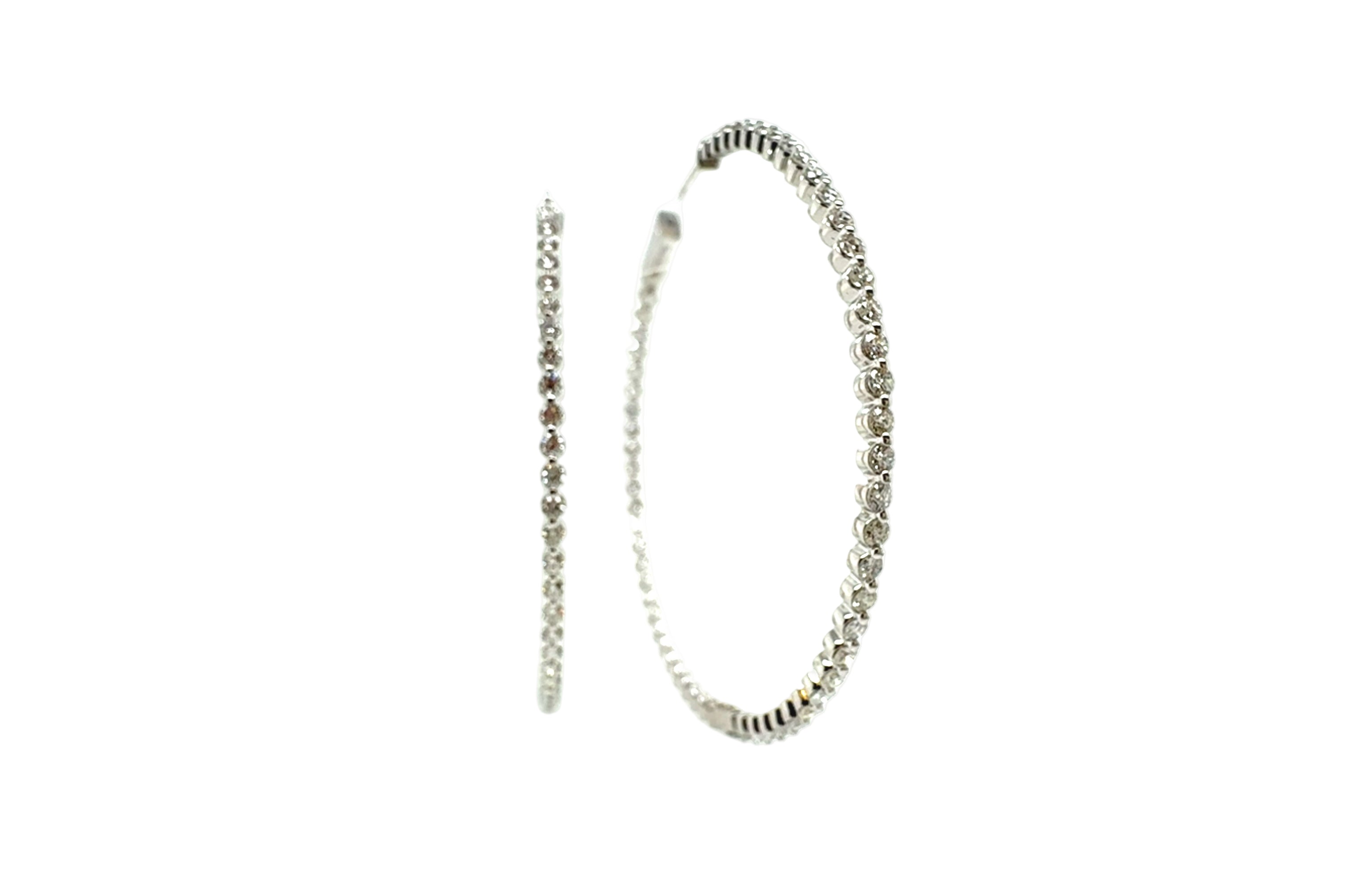 Diamonds Hoop Earrings with 18K White Gold - Jackson Hole Jewelry Company