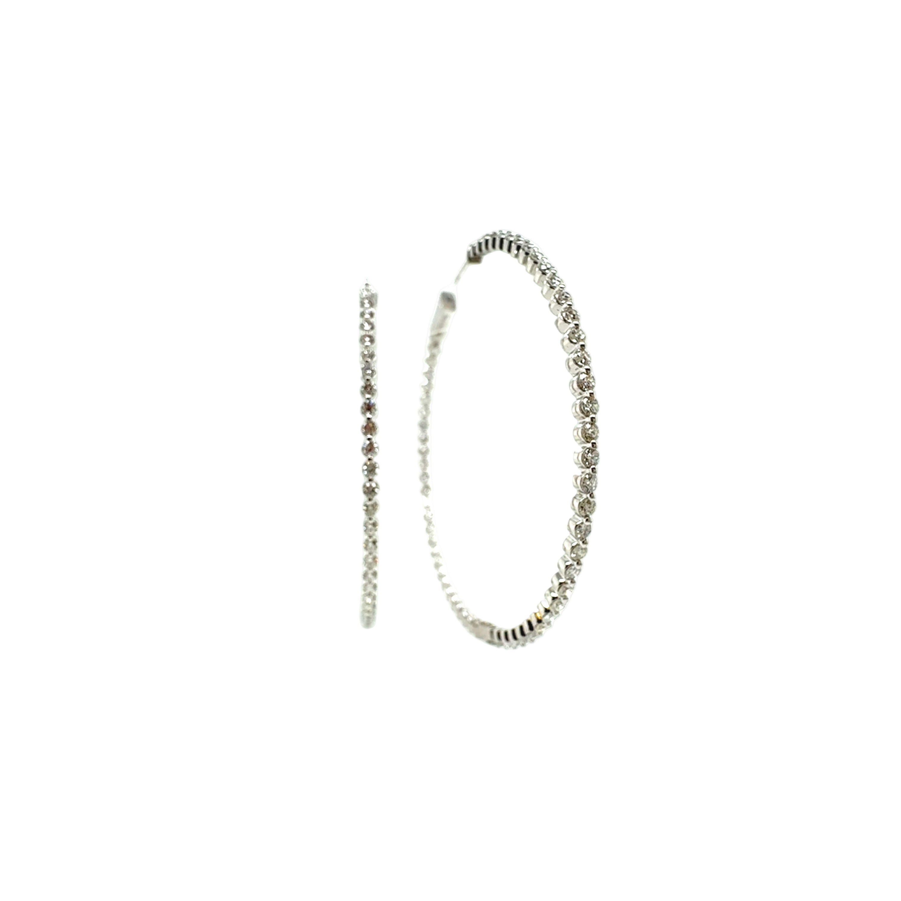 Diamonds Hoop Earrings with 18K White Gold - Jackson Hole Jewelry Company