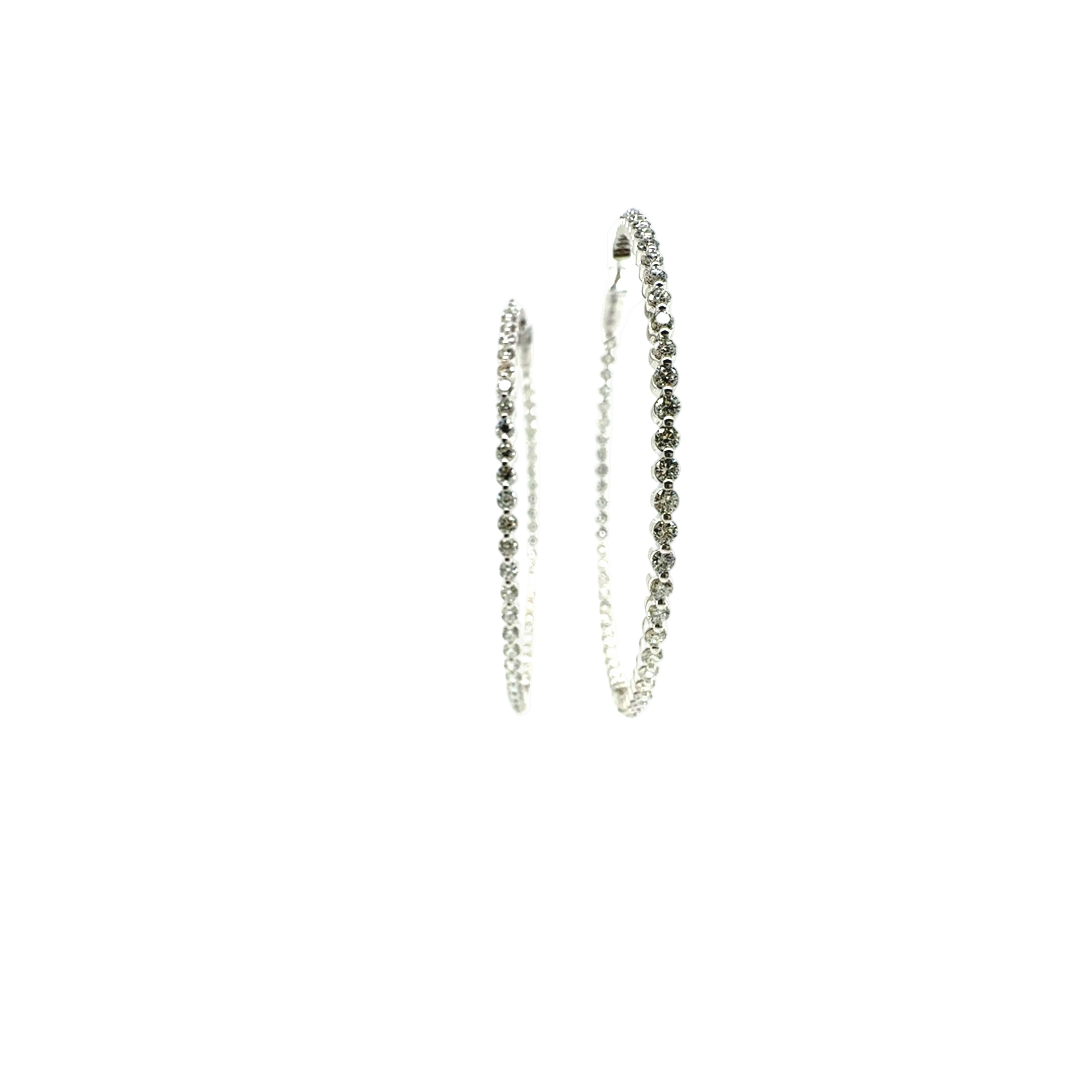 Diamonds Hoop Earrings with 18K White Gold - Jackson Hole Jewelry Company