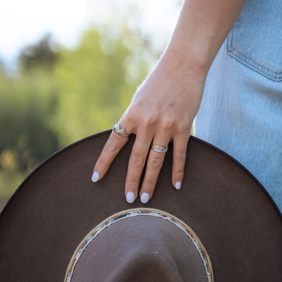 Limited Edition 18 Karat White Teton Stacking Rings™ (2 Ring Set) - Jackson Hole Jewelry Company