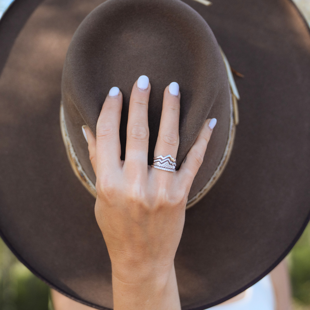 Limited Edition Teton Stacking Rings™ Mountain Trio in 18K White Gold - Jackson Hole Jewelry Company
