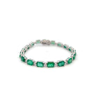 Emerald and Round Diamond Bracelet set in 18K White gold - Jackson Hole Jewelry Company