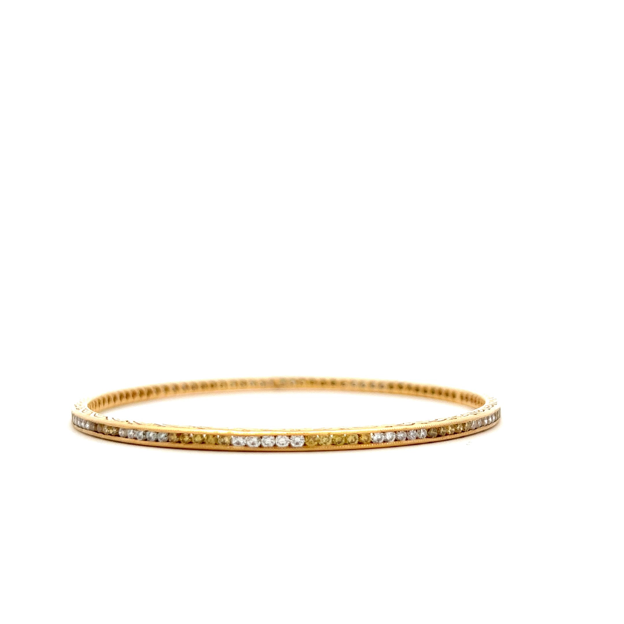VIVAAN WHITE AND YELLOW DIAMOND BANGLE IN 18K YELLOW GOLD - Jackson Hole Jewelry Company