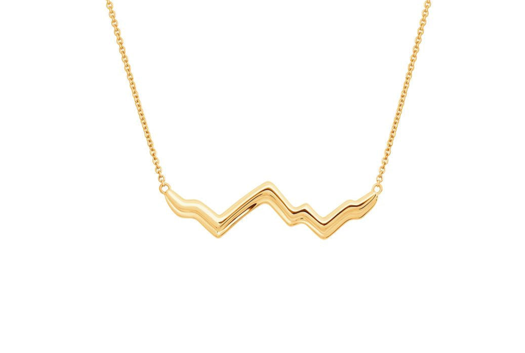 LUXE PLAIN: 18K Gold Teton Peak Outline Necklace 16-18" - Jackson Hole Jewelry Company