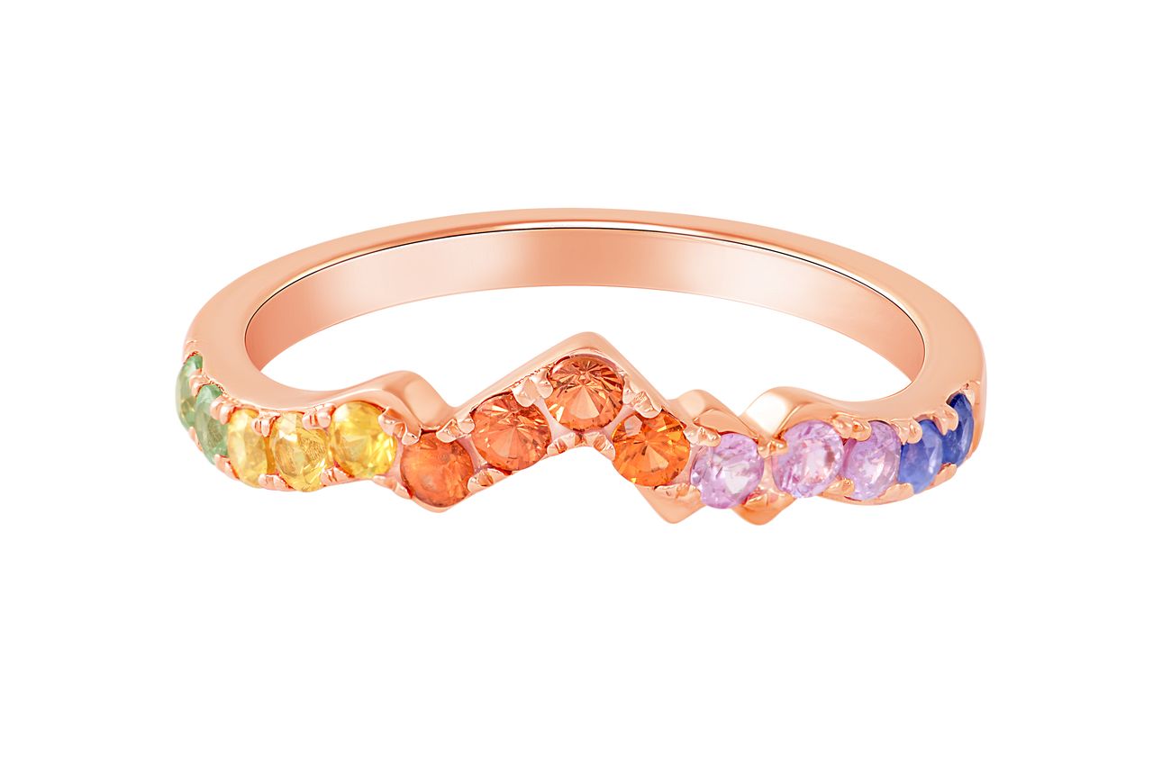 LUXE Edition: Teton Peak Alpenglow Outline Ring in 18K Rose Gold - Jackson Hole Jewelry Company