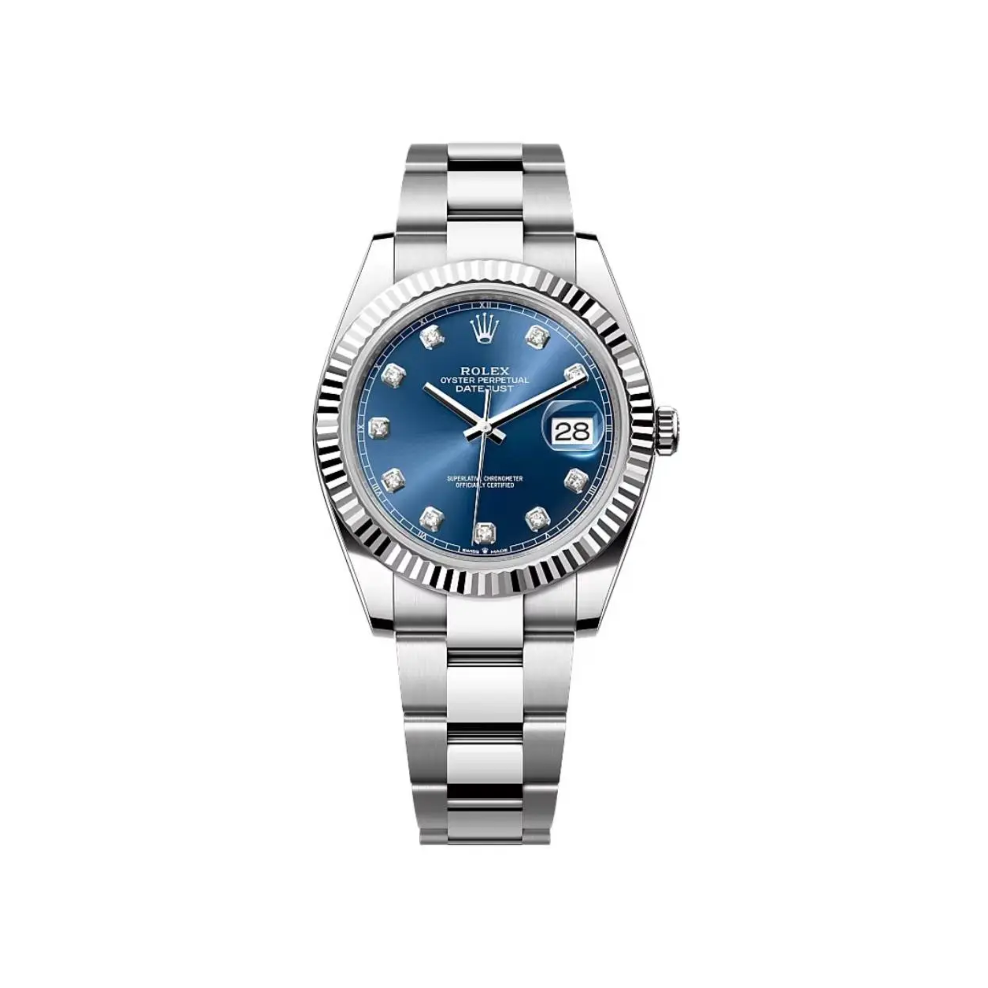 Rolex Datejust 41mm Blue Diamond Dial Fluted Bezel on Oyster - Jackson Hole Jewelry Company