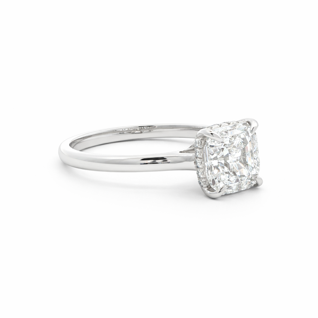 Asscher Cut Diamond Pavé Engagement Ring in Platinum 2.02 Cttw - Jackson Hole Jewelry Company