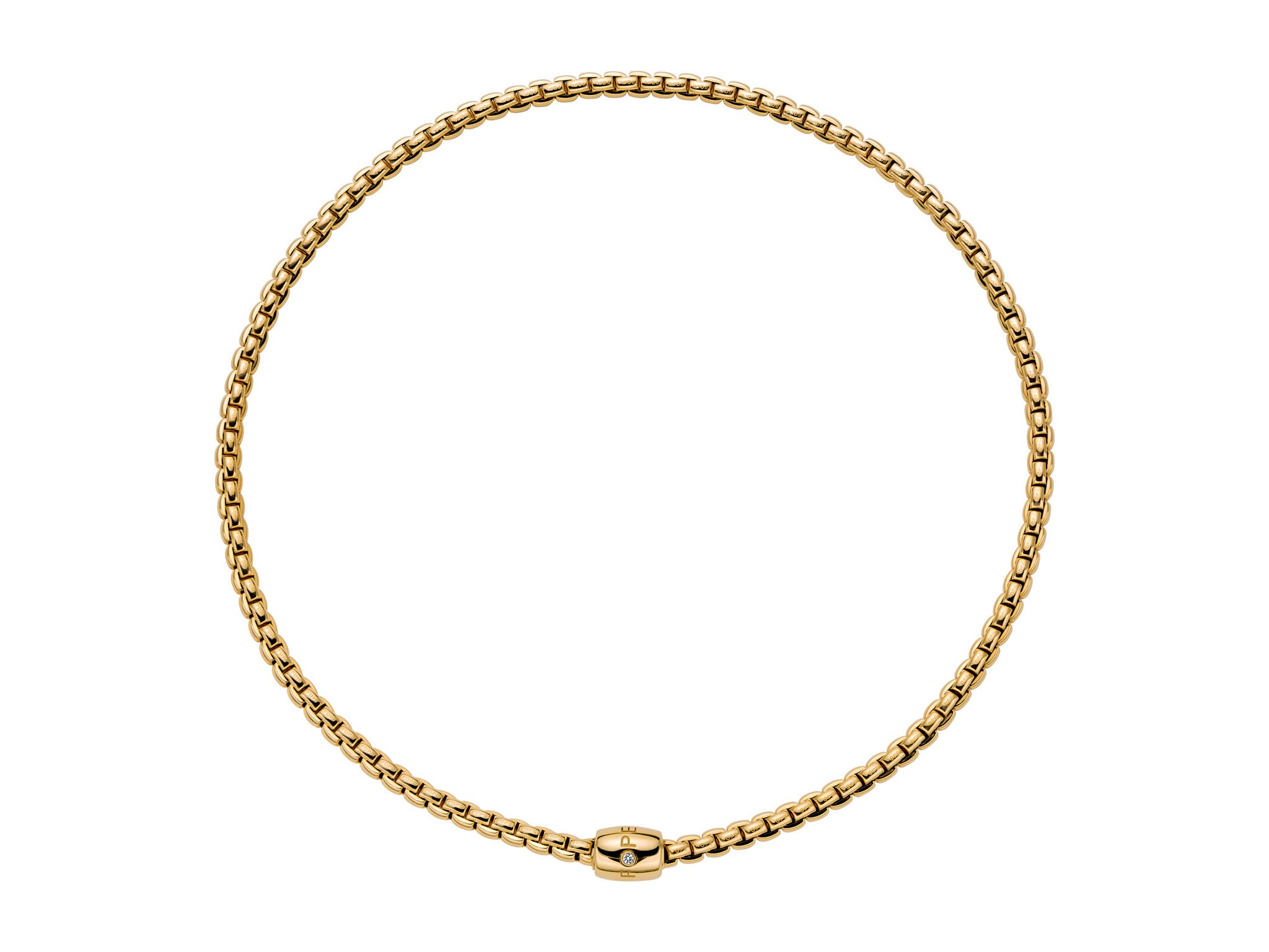 FOPE EKA 18K Gold Flex'it Necklace with Ornamental Clasp and a White Diamond - Jackson Hole Jewelry Company