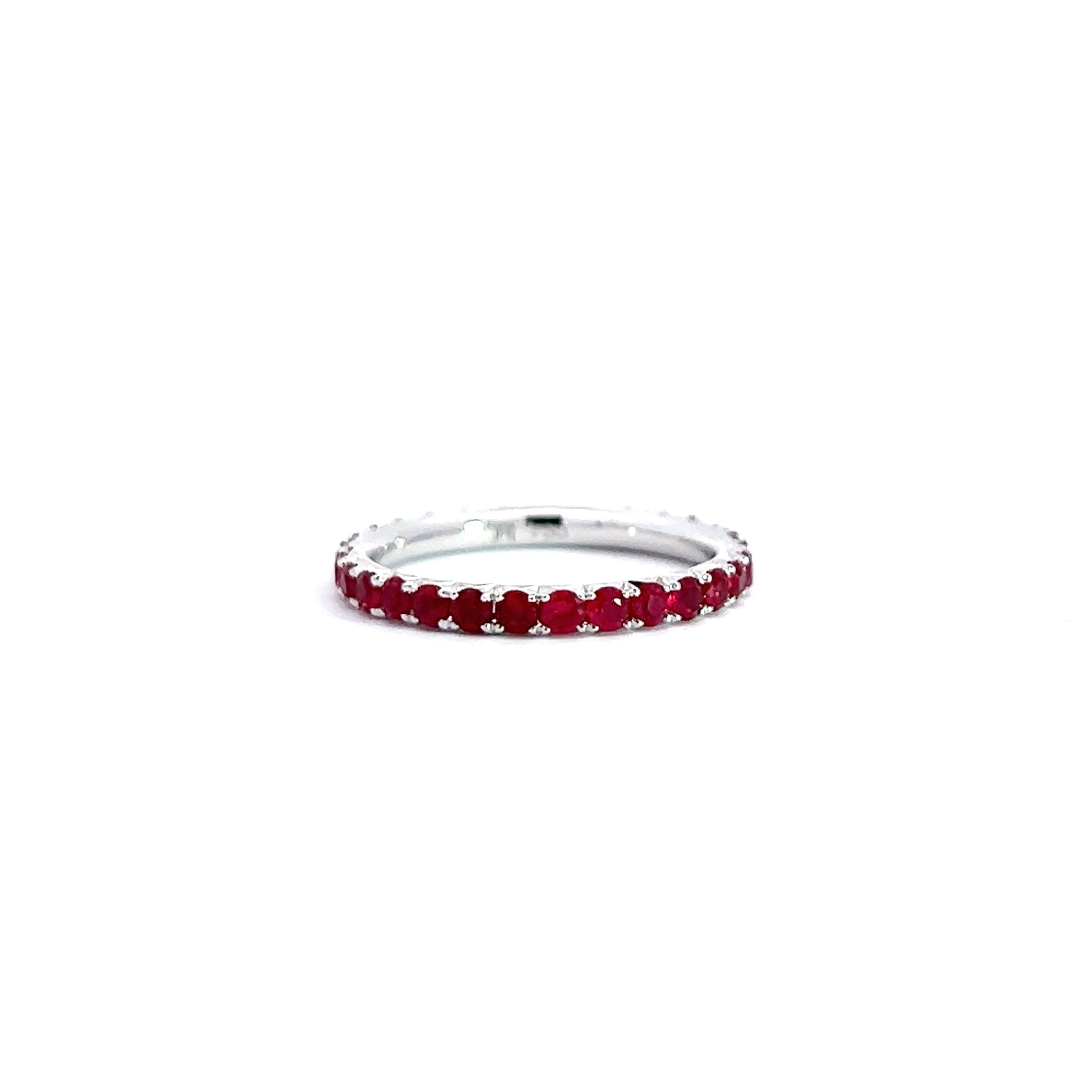 LUXE EDITION: 18 Karat White Gold French Cut Ruby Pavé Eternity Band - Jackson Hole Jewelry Company