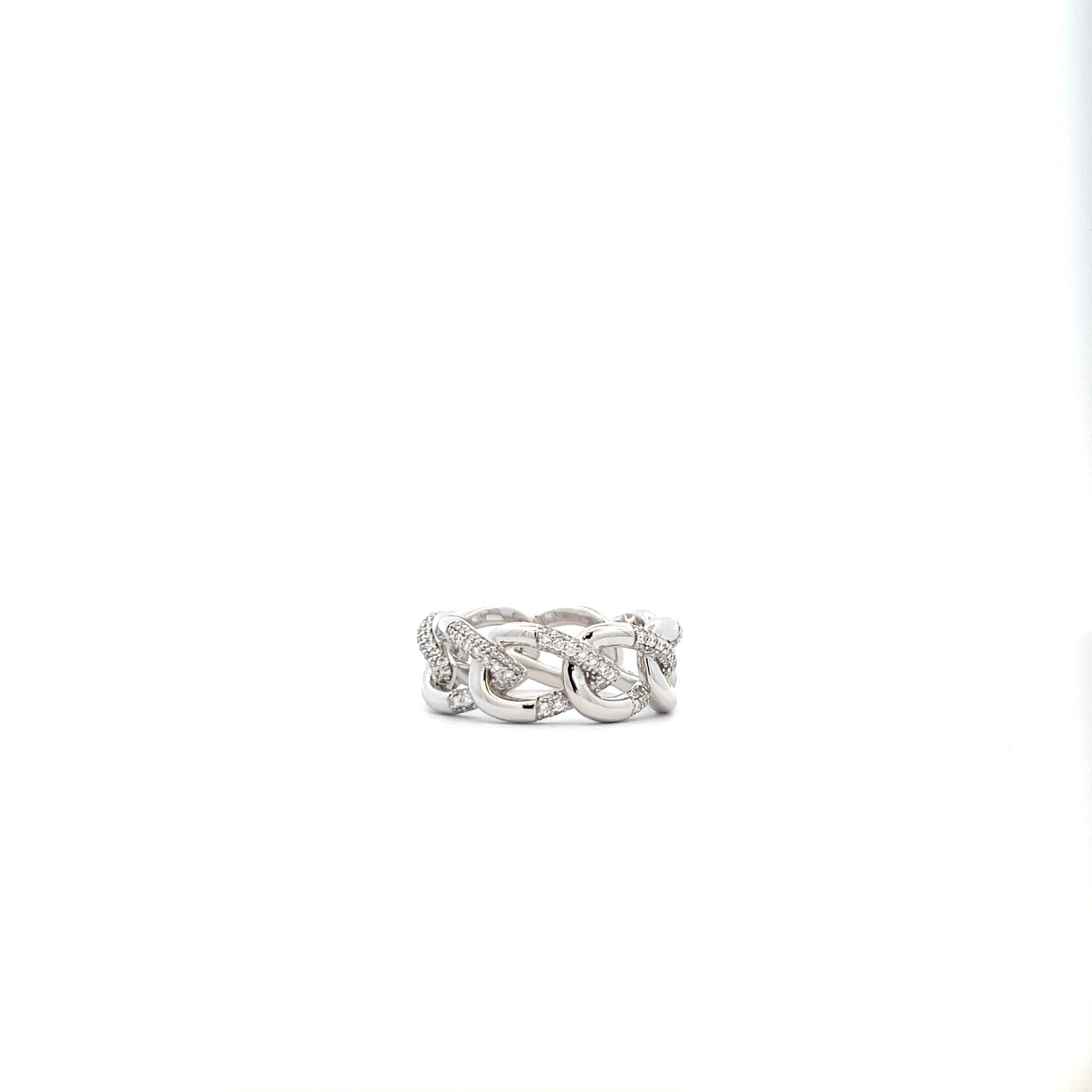 0.8Xcttw 18K White Gold Chain Link Ring Size 6 - Jackson Hole Jewelry Company