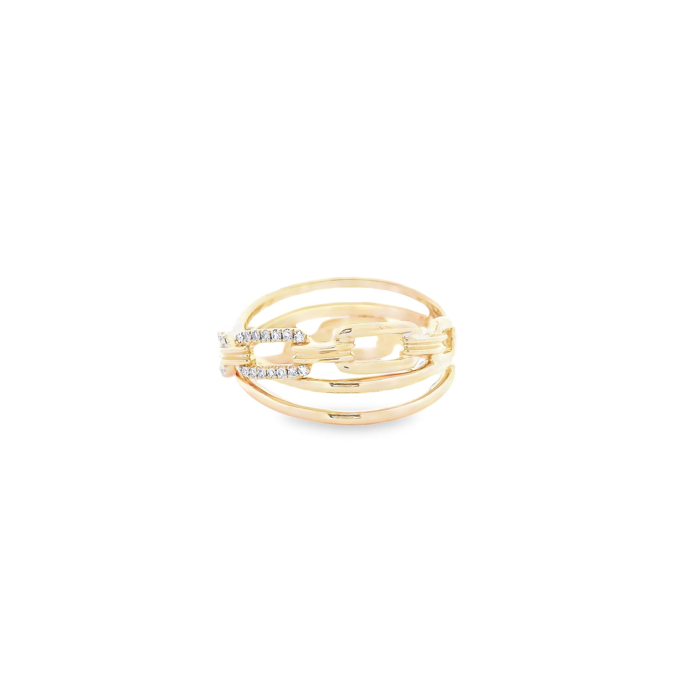 .11RD 14K Yellow Gold Diamond Chain Link Ring - Jackson Hole Jewelry Company