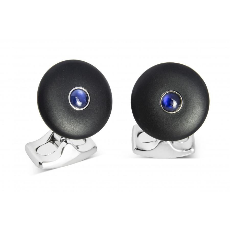 D&F 'The Brights' Round Cufflinks with Sapphire Centre - Jackson Hole Jewelry Company
