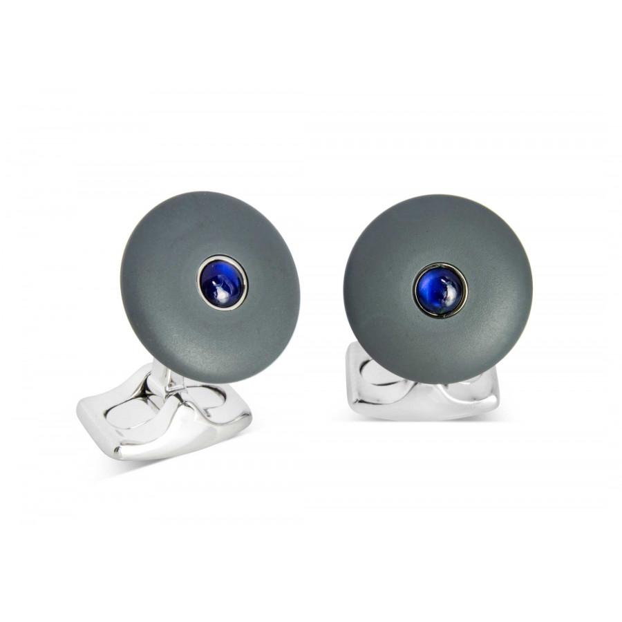 D&F 'The Brights' Round Cufflinks with Sapphire Centre - Jackson Hole Jewelry Company
