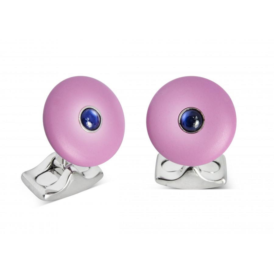 D&F 'The Brights' Round Cufflinks with Sapphire Centre - Jackson Hole Jewelry Company