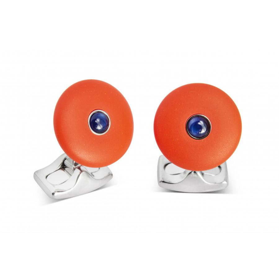 D&F 'The Brights' Round Cufflinks with Sapphire Centre - Jackson Hole Jewelry Company