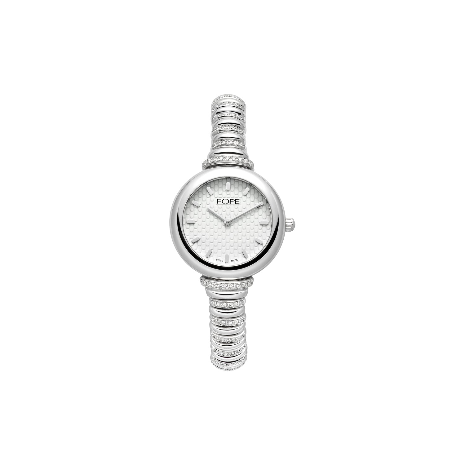LADYFOPE 18K White Gold Flex'it Watch with White Diamonds - Jackson Hole Jewelry Company