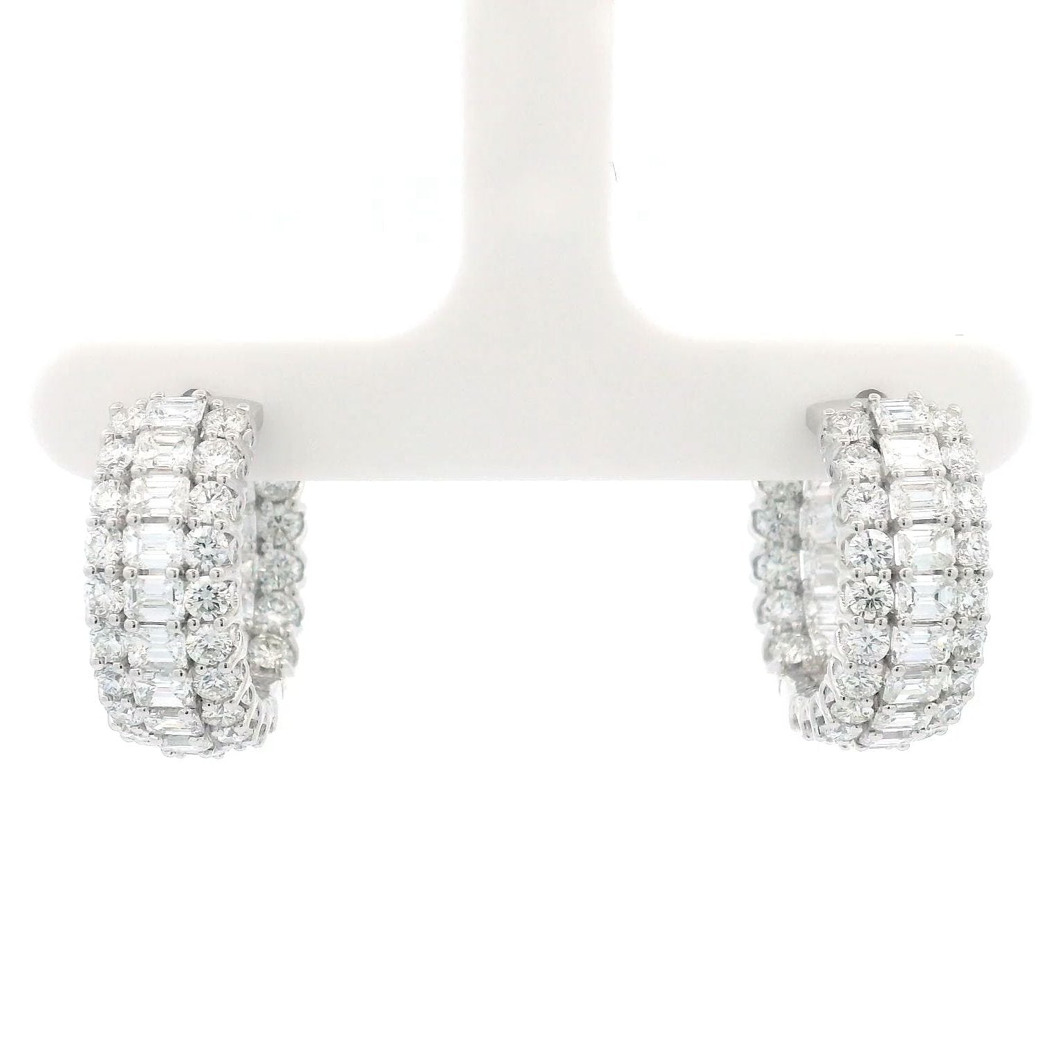 Picchiotti Emerald Cut DIAMOND HOOPS WITH Round SIDE STONES - Jackson Hole Jewelry Company