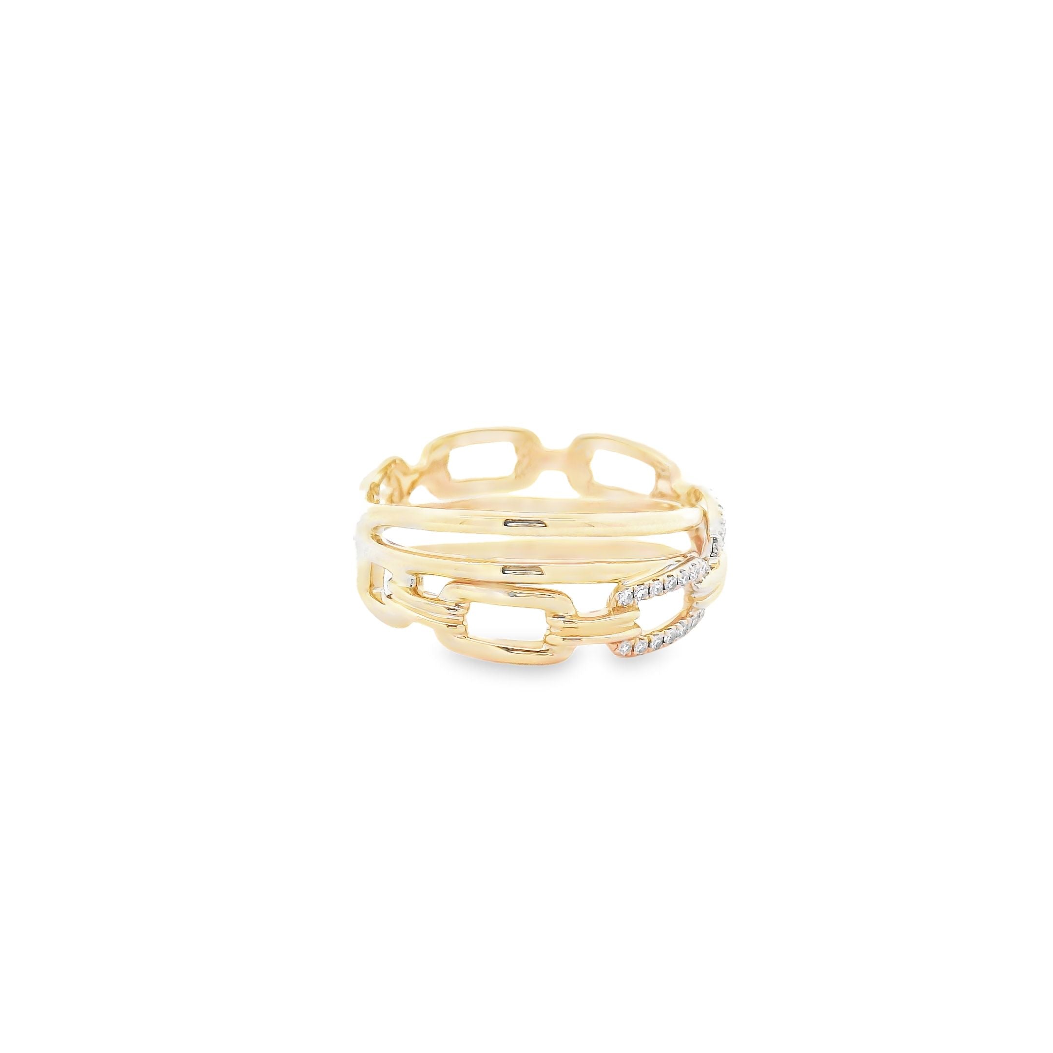 .11RD 14K Yellow Gold Diamond Chain Link Ring - Jackson Hole Jewelry Company