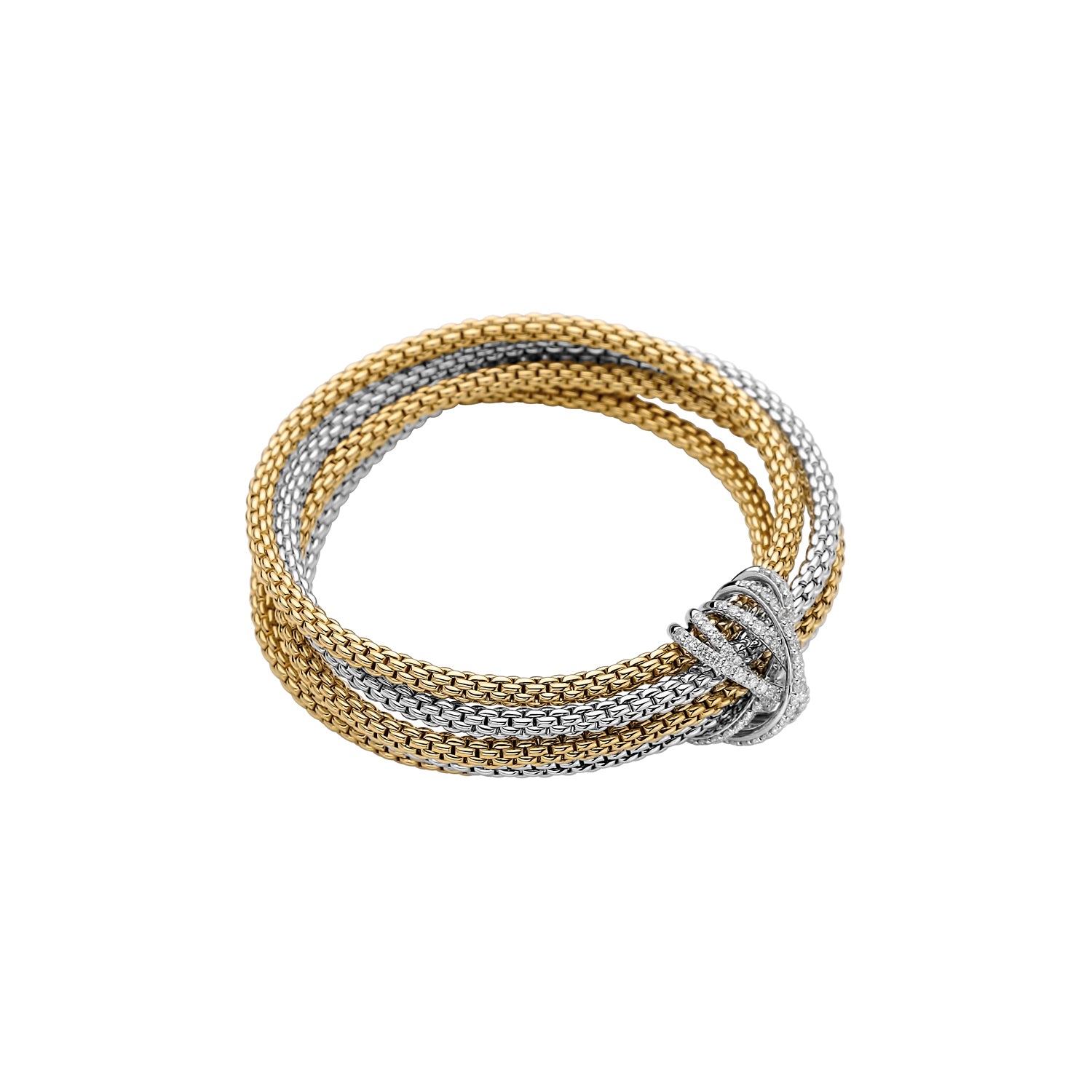 FOPE PRIMA 18K Gold Flex'it Bracelet with White Diamond Pavé Rondels - 1.31 carats - Jackson Hole Jewelry Company