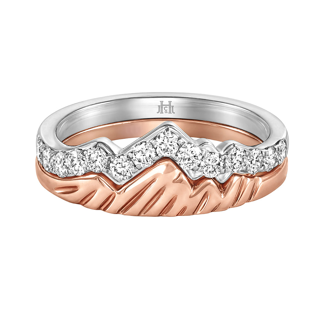 LUXE EDITION: 18K Rose & White Gold Teton Stacking Rings™ (2 Ring Set) - Jackson Hole Jewelry Company