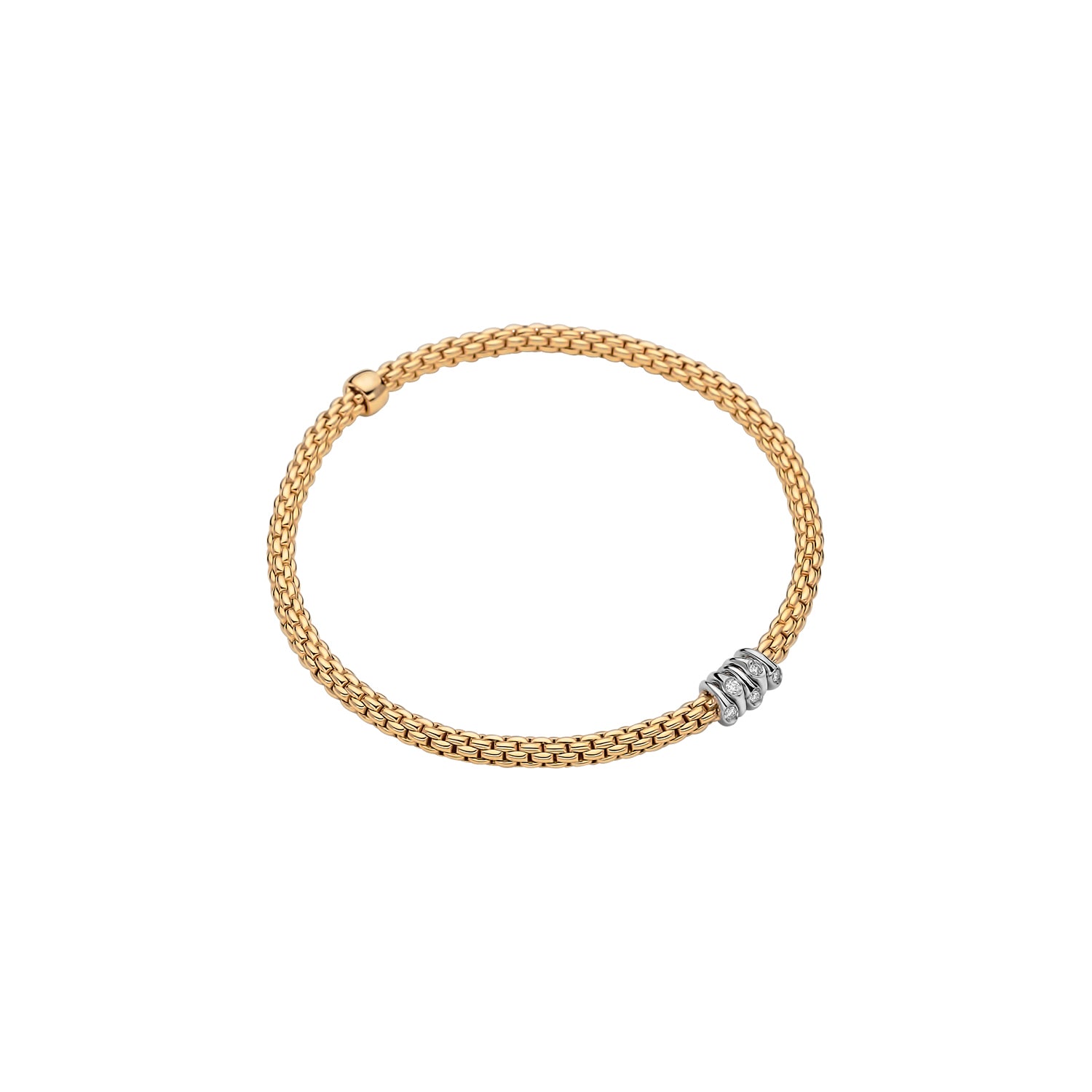 FOPE PRIMA 18K Gold Flex’it Bracelet with White Diamonds - 0.07 carats - Jackson Hole Jewelry Company