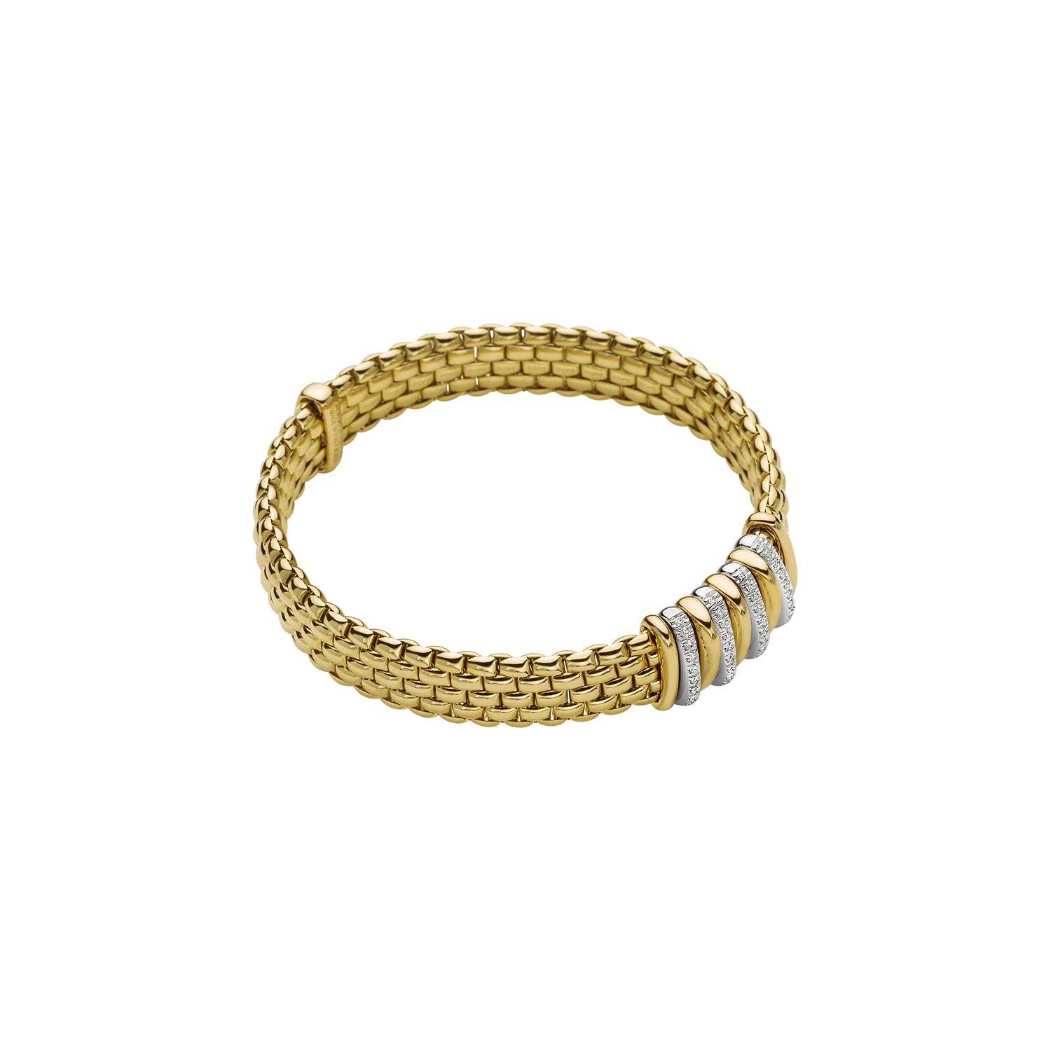 FOPE PANORAMA 18K Gold Flex’it Bracelet with White Diamond Rondels - 0.30 carats - Jackson Hole Jewelry Company