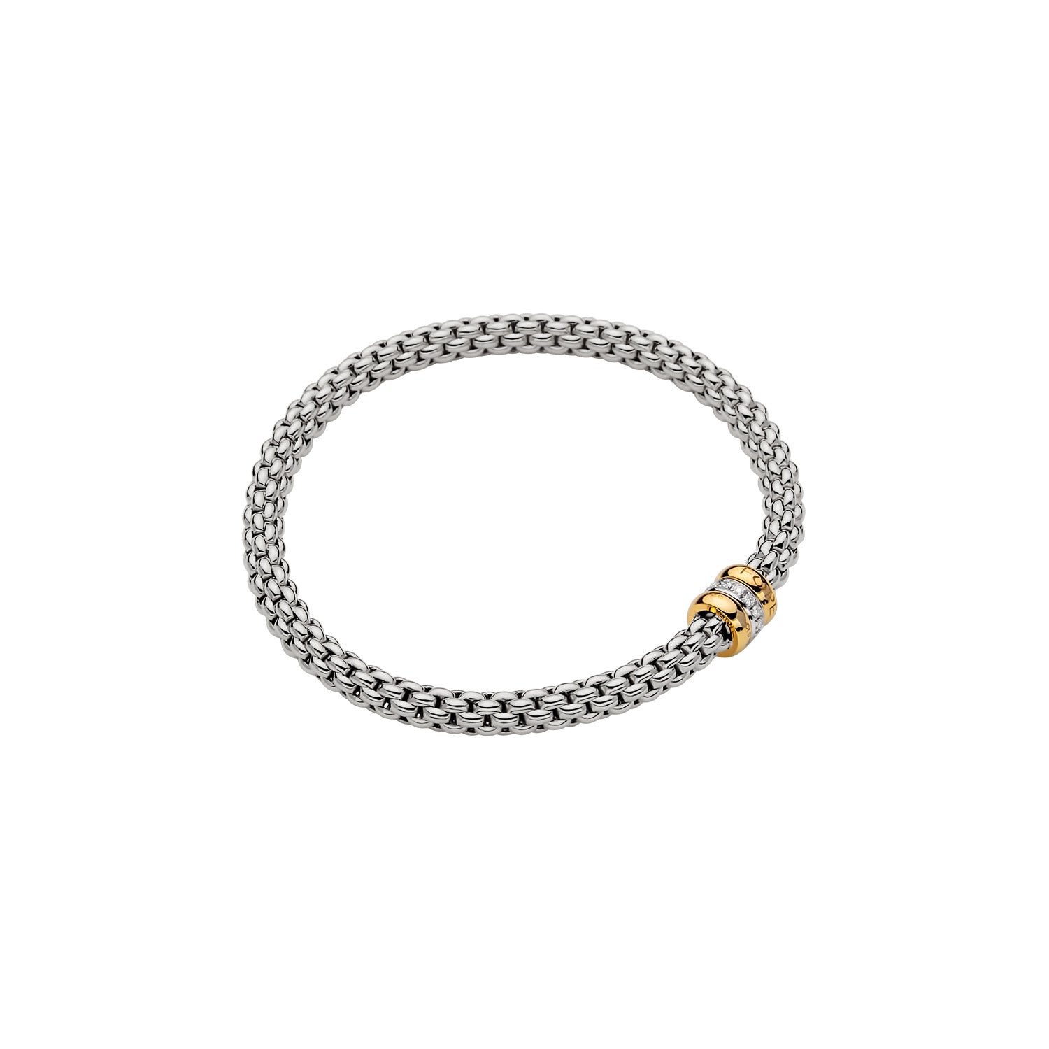 FOPE SOLO 18K Gold Flex’it Bracelet with White Diamond Rondel - 0.10 carats - Jackson Hole Jewelry Company