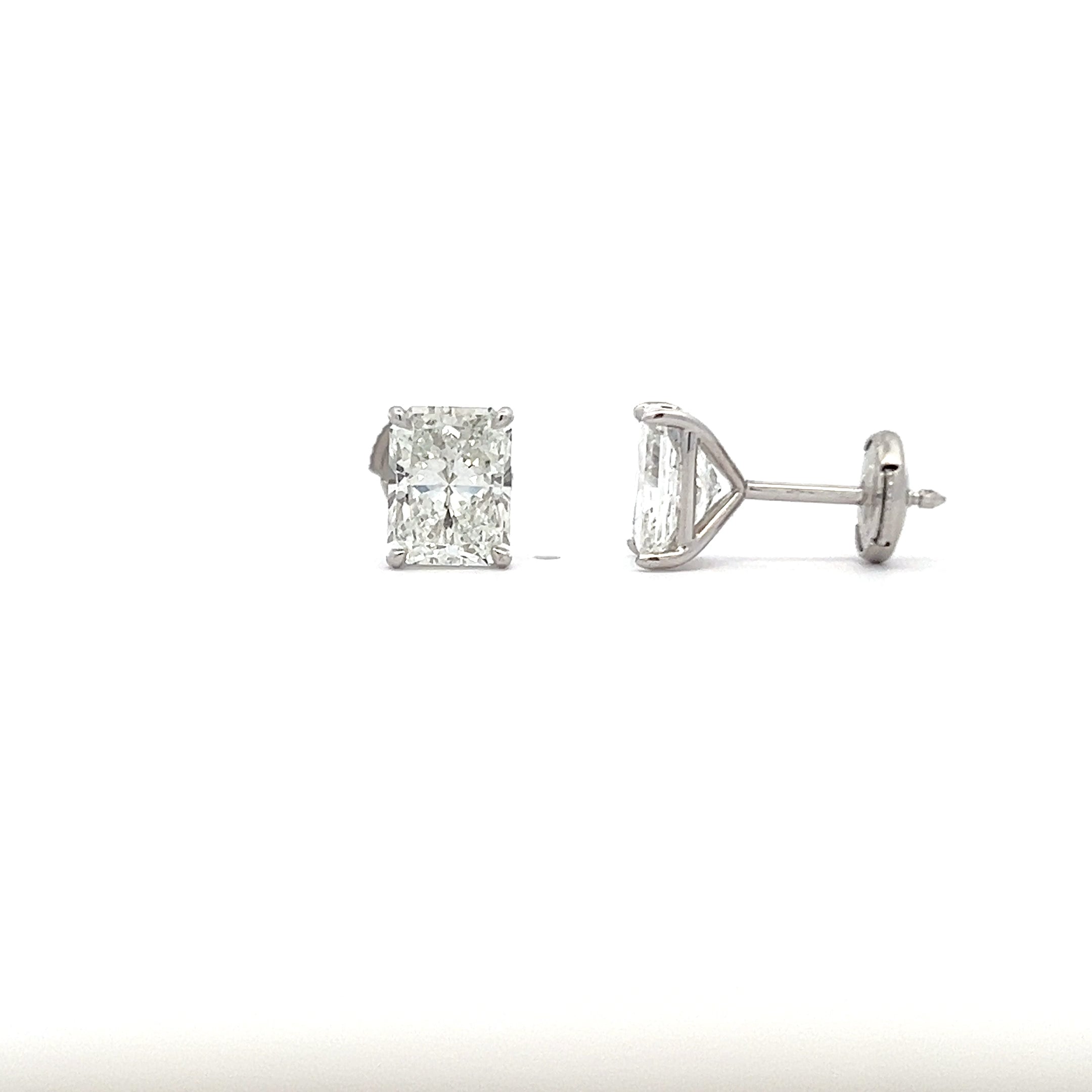 4.03 CTTW G-H SI2 GIA RAD Stud Earrings Set in Plat - Jackson Hole Jewelry Company