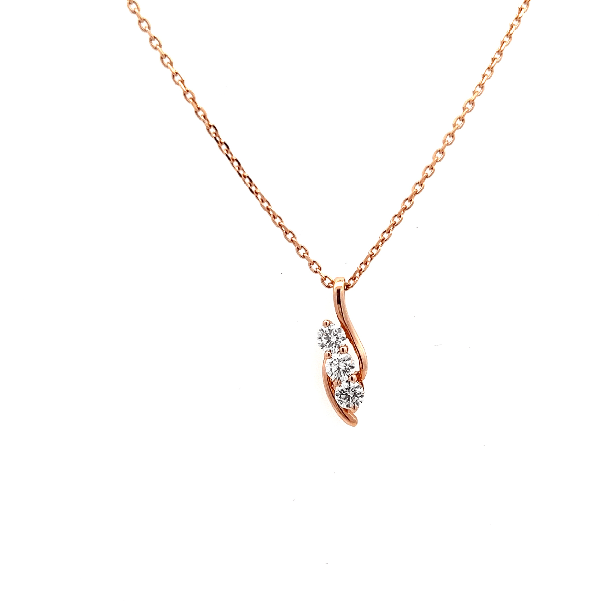 14K ROSE GOLD DIAMOND NECKLACE;D3-0.40CTTW,SI1-2; 15''-18'' - Jackson Hole Jewelry Company