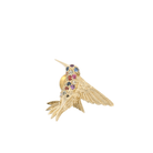 Small 18K Yellow Gold Hummingbird Pin/Pendant with 19 Montana Sapphires=.38cttw Amethyst 0.02ct - Jackson Hole Jewelry Company