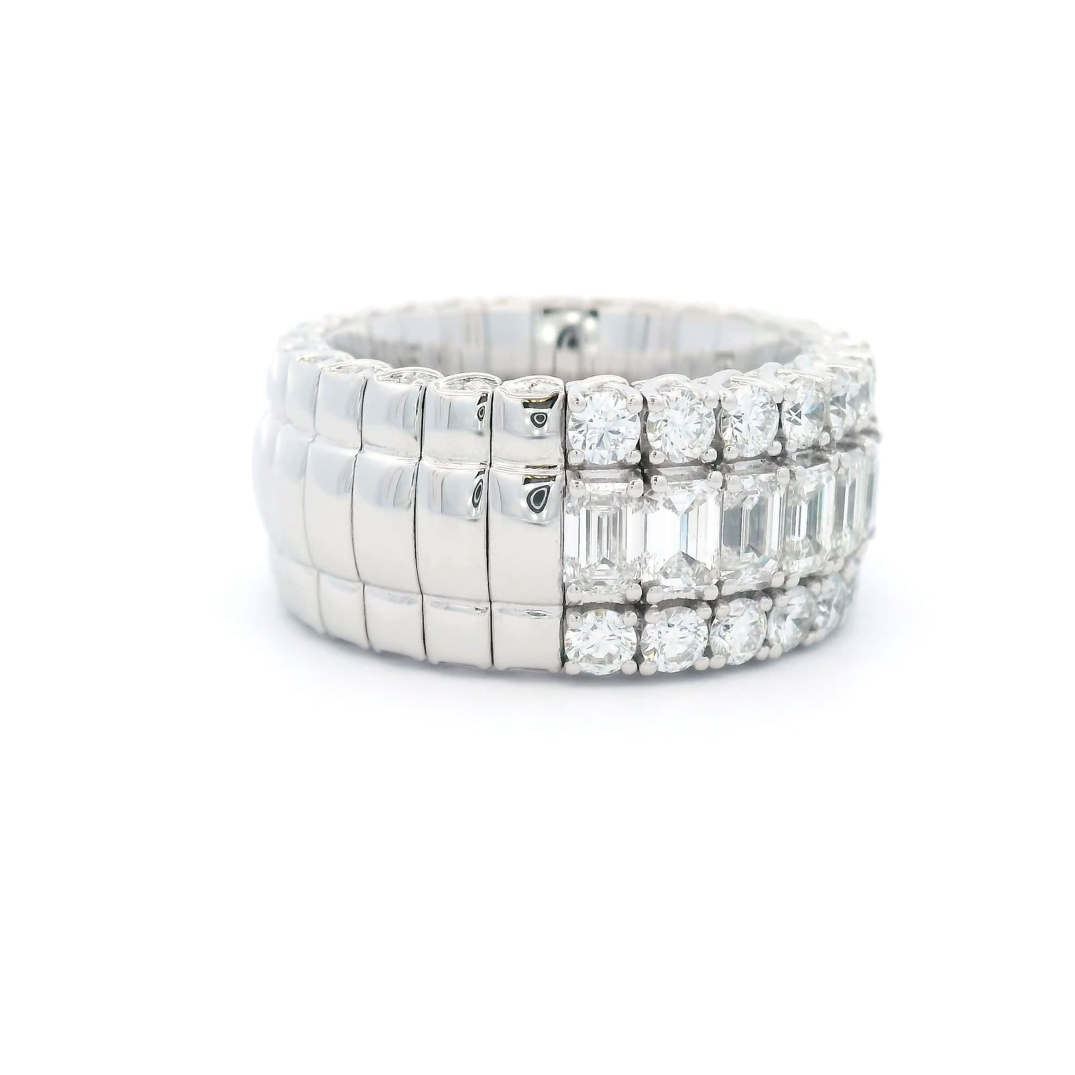 Picchiotti Emerald and Round Cut Half Eternity Xpandable Ring - Jackson Hole Jewelry Company