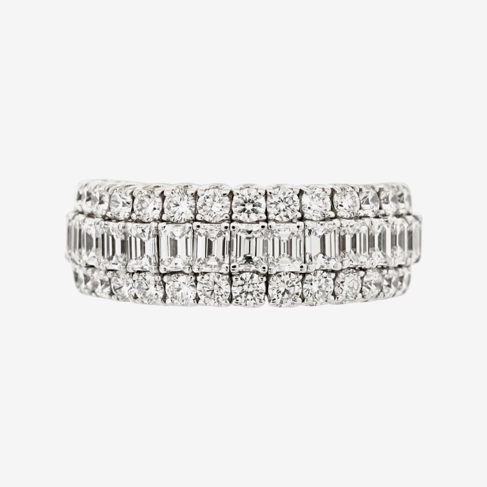 Picchiotti Xpandable™ 3 Row Mixed Cut Diamond Eternity Ring in 18K White Gold 5.46 cttw - Jackson Hole Jewelry Company