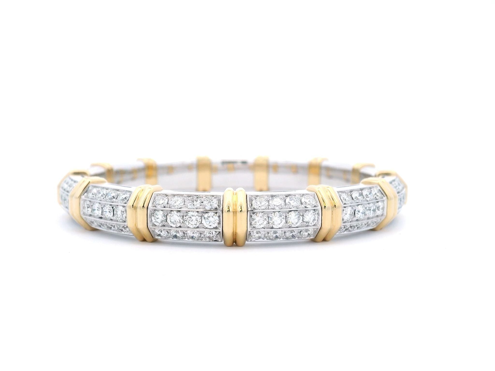XPANDABLE HEX SHAPE DIAMOND BRACELET IN 18KWG WITH Yellow Gold ACCENT - Jackson Hole Jewelry Company