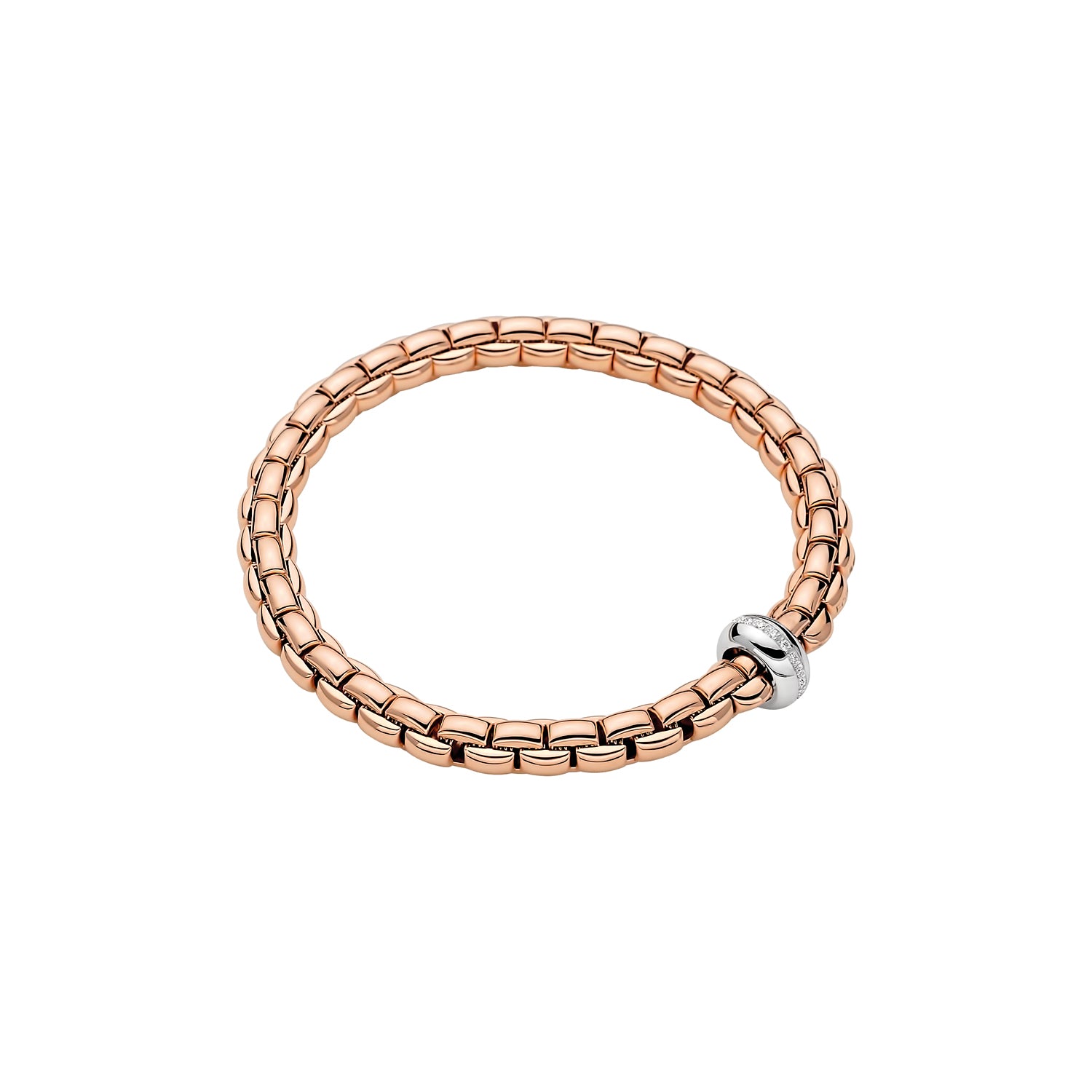 FOPE EKA Anniversario Collection 18K Gold Flex’it Bracelet with White Diamond Rondel - 0.13 carats - Jackson Hole Jewelry Company