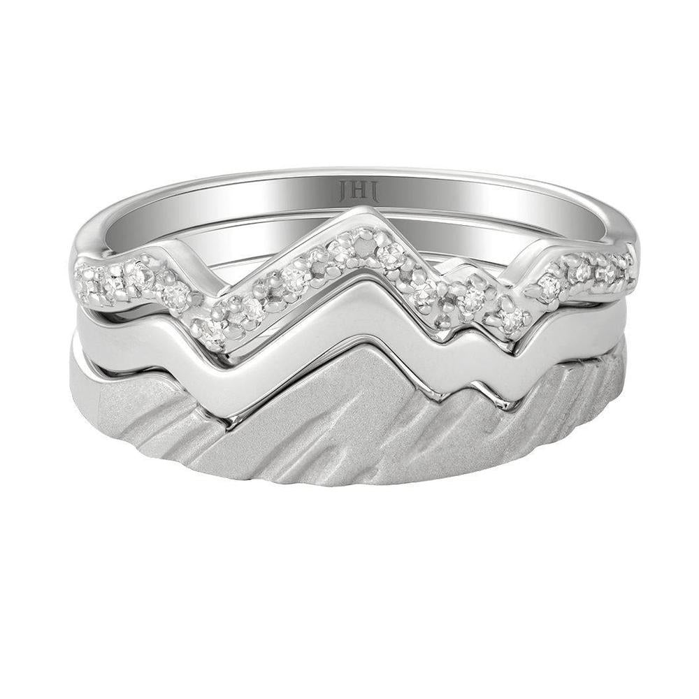 Limited Edition Teton Stacking Rings™ Mountain Trio in 18K White Gold - Jackson Hole Jewelry Company