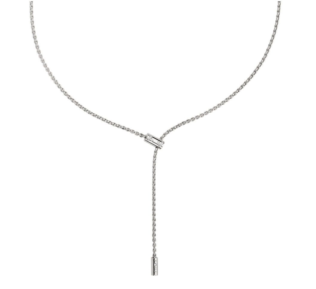 FOPE ARIA 18K Gold Adjustable Lariat Necklace with Ornamental Clasp and White Diamonds - 0.11 carats - Jackson Hole Jewelry Company