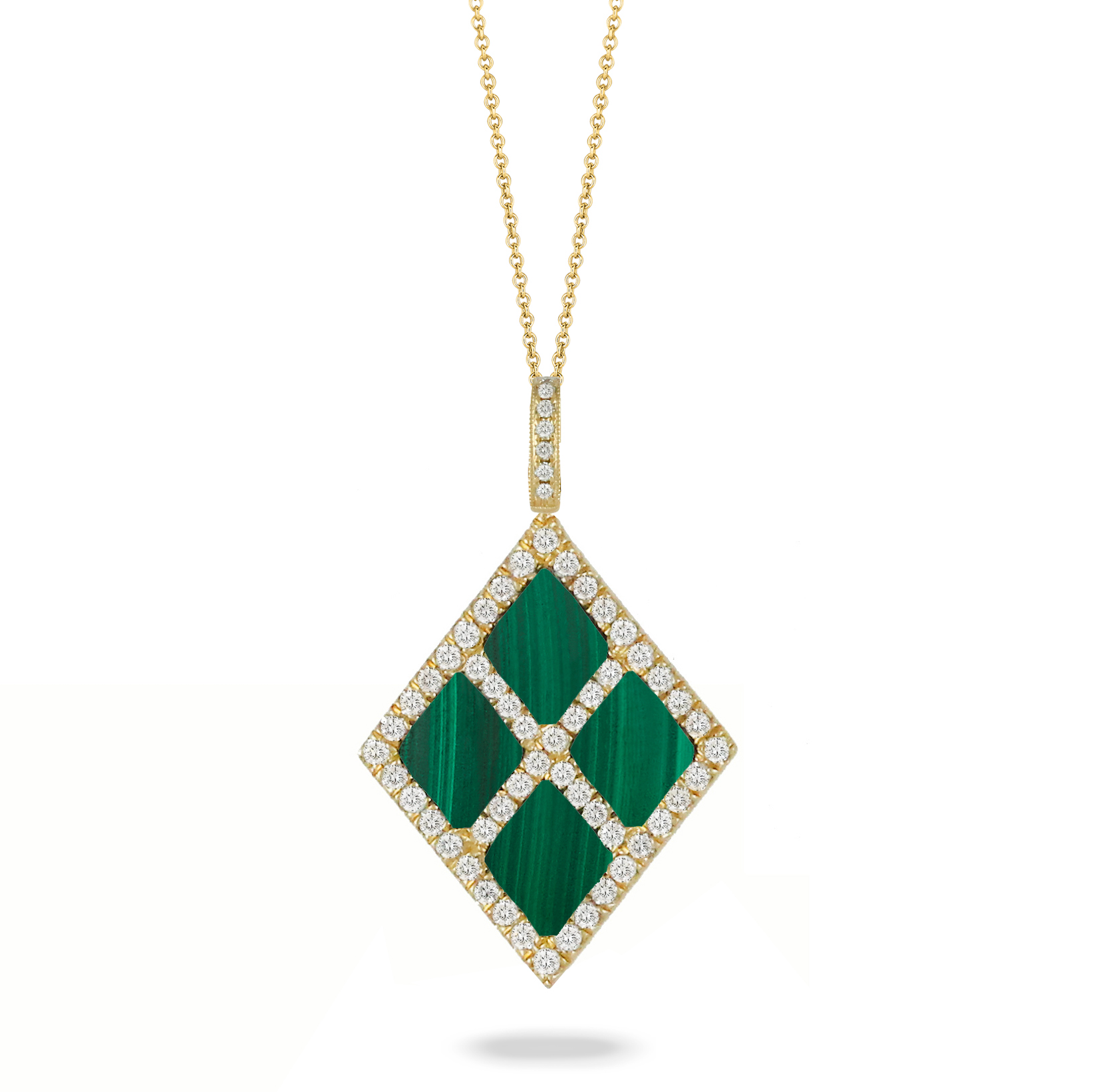 Diamond Shape Malachite Necklace with Diamond Accent - Jackson Hole Jewelry Company
