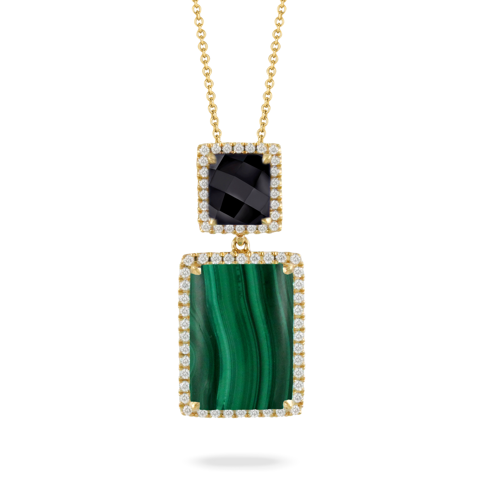 Stacked Rectangular Malachite Necklace with Black Onyx - Jackson Hole Jewelry Company
