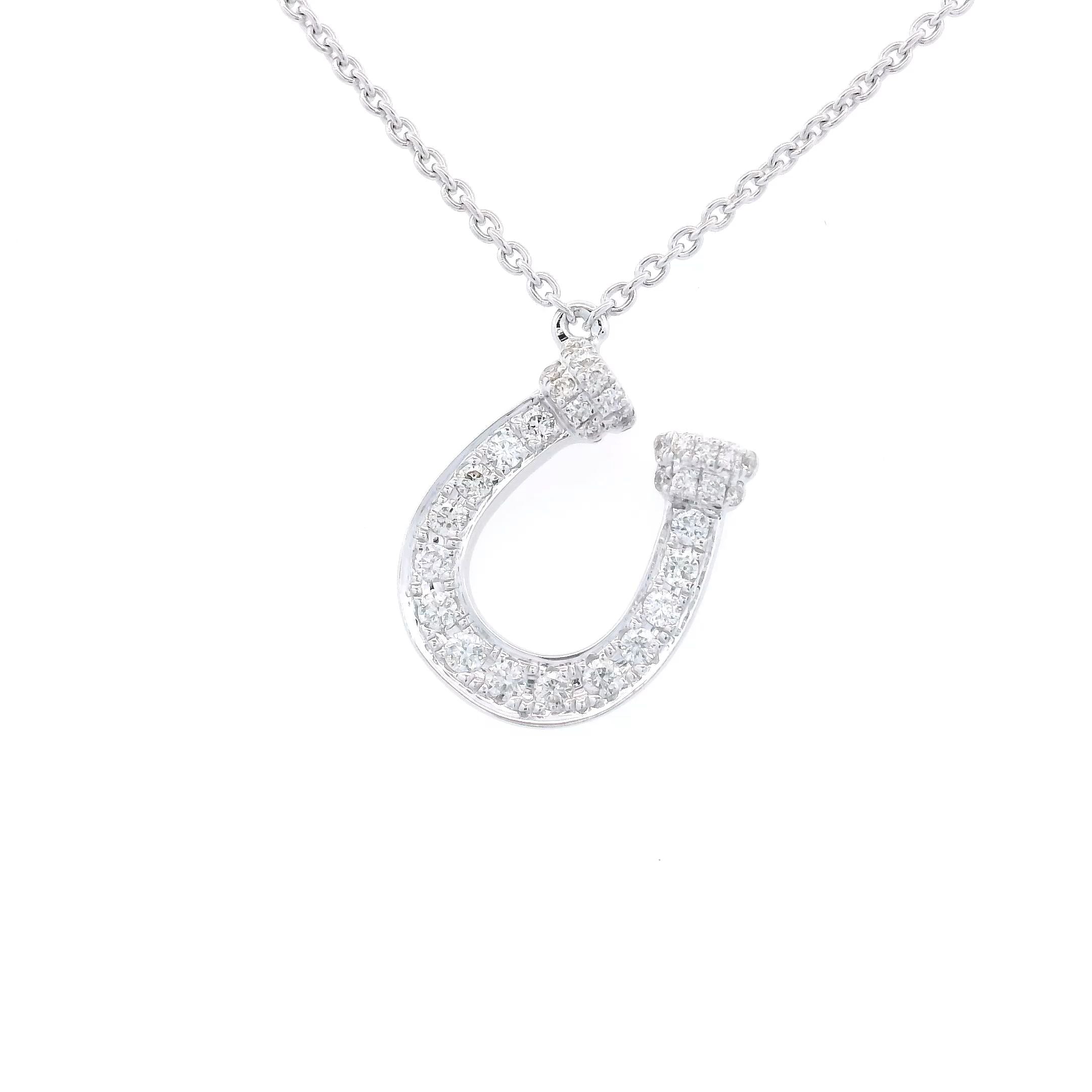 18K GOLD DIAMOND HORSESHOE NECKLACE WITH ALL DIAMONDS - Jackson Hole Jewelry Company